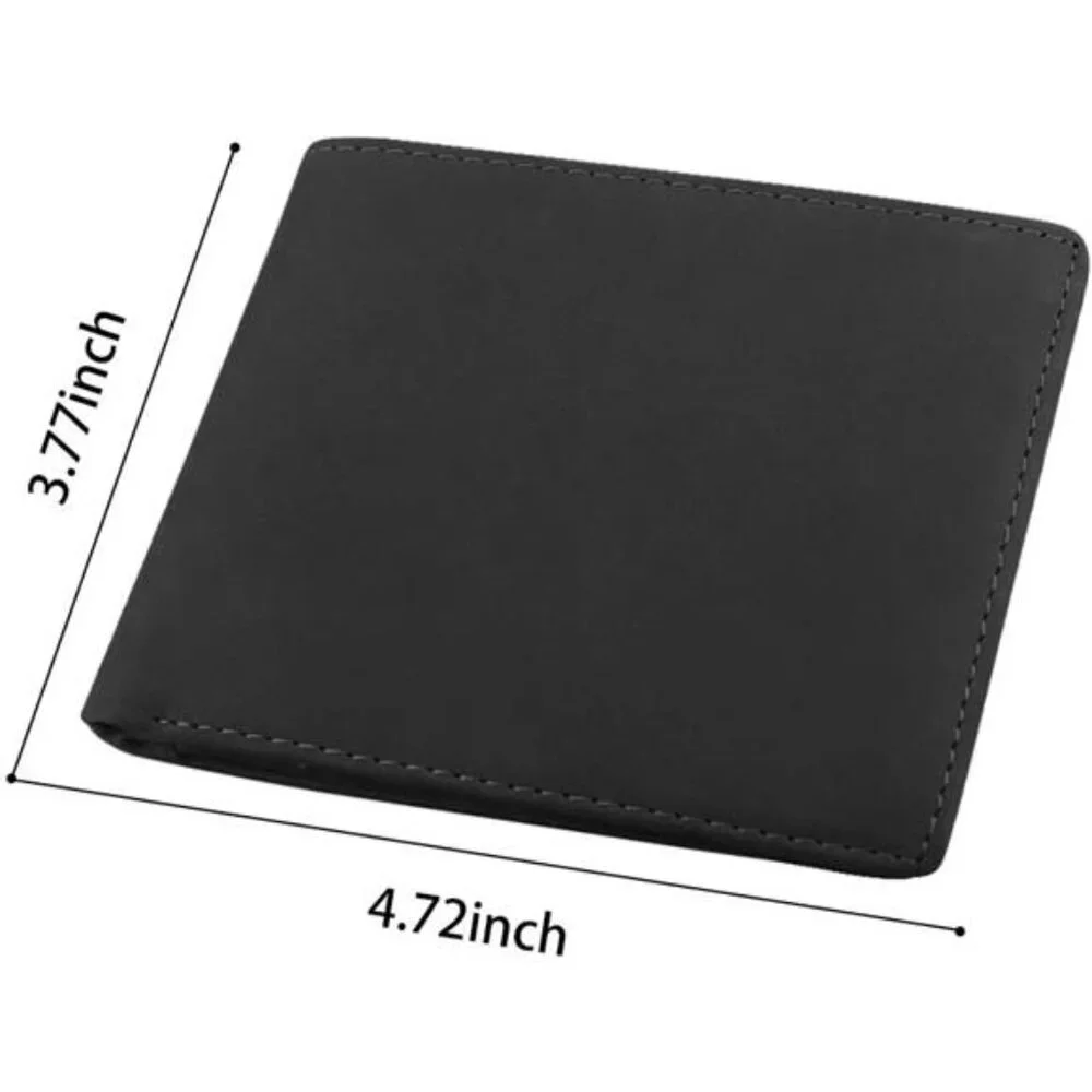 Personalized Leather Wallet For Man, Engraved RFID Blocking Bifold Stylish Black